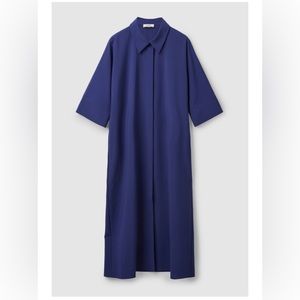 COS cobalt blue seersucker relaxed shirtdress NWT minimalist loose fit modern
